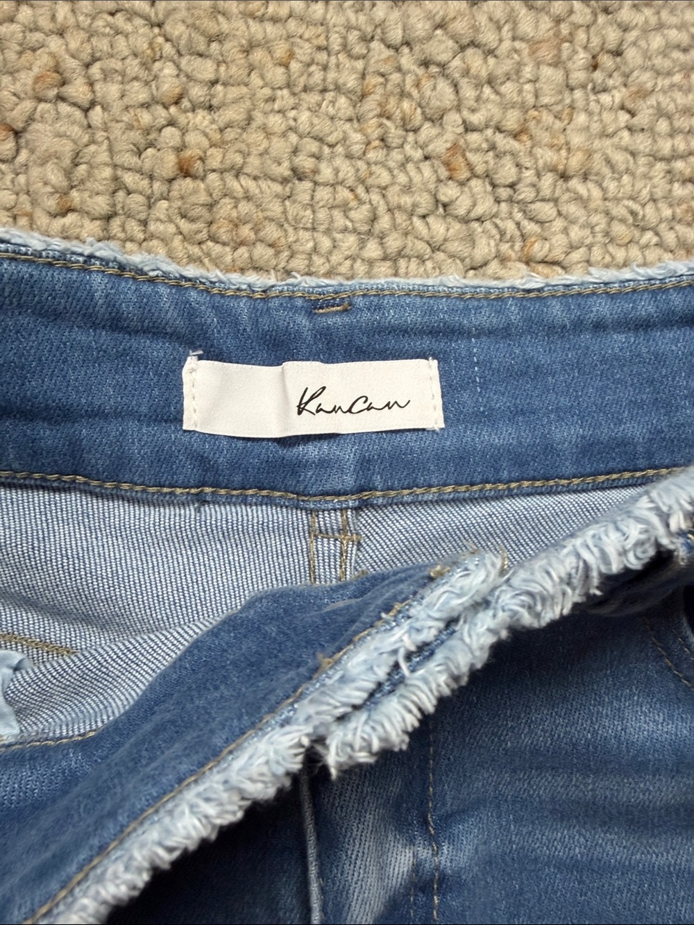 KanCan Light Blue Distressed Frayed Hem Jean Shorts - Picture 2 of 8